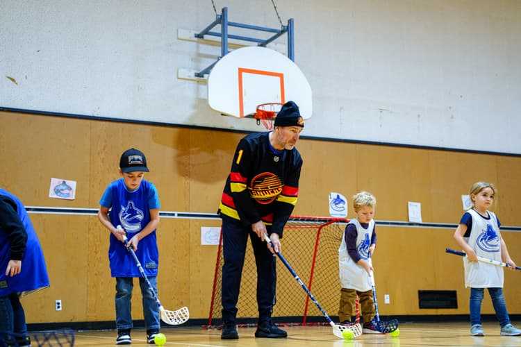 Junior Canucks Floor Hockey Program offered 75 schools a chance to receive donated equipment through the Canucks for Kids Fund.